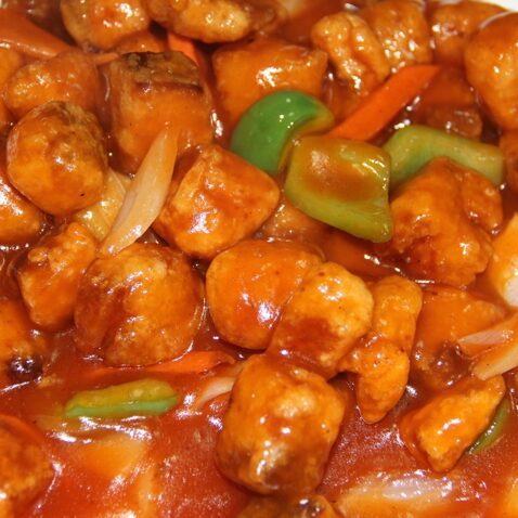 Кета со сладким перцем в кисло-сладком соусе (64)